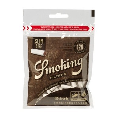 Фильтры для самокруток Smoking - Slim Brown (120 штук, 15x6 мм) купить в Иркутске