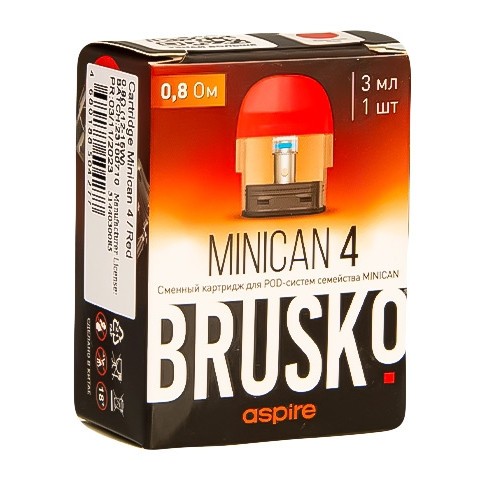 Сменный картридж Brusko - Minican 4 (0.8 Ом, Красный) купить в Иркутске