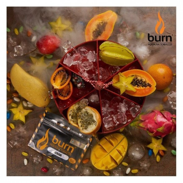 Табак Burn - Tsunami (Тропические Фрукты со Льдом, 100 грамм) купить в Иркутске