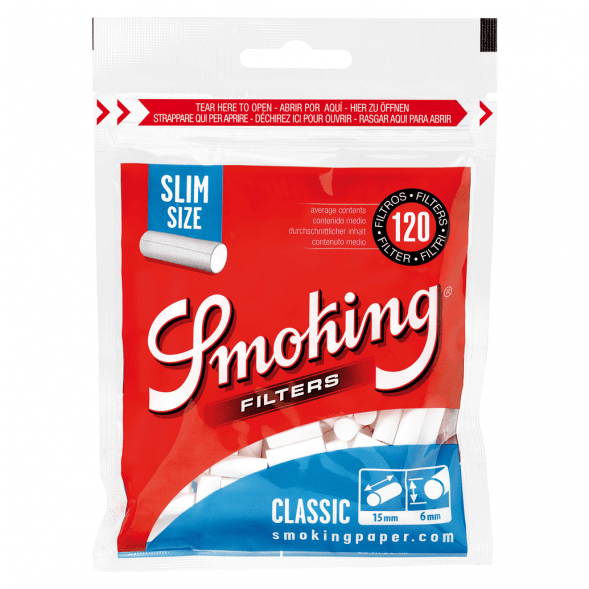 Фильтры для самокруток Smoking - Slim Classic (120 штук, 15x6 мм) купить в Иркутске