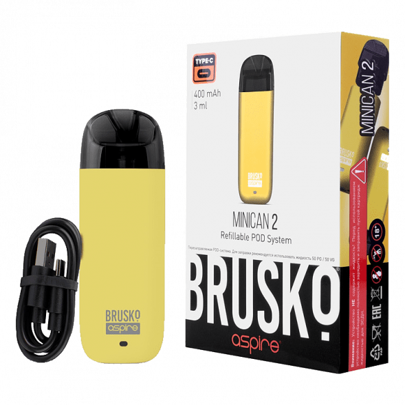 Электронная сигарета Brusko - Minican 2 (400 mAh, Жёлтый) купить в Иркутске