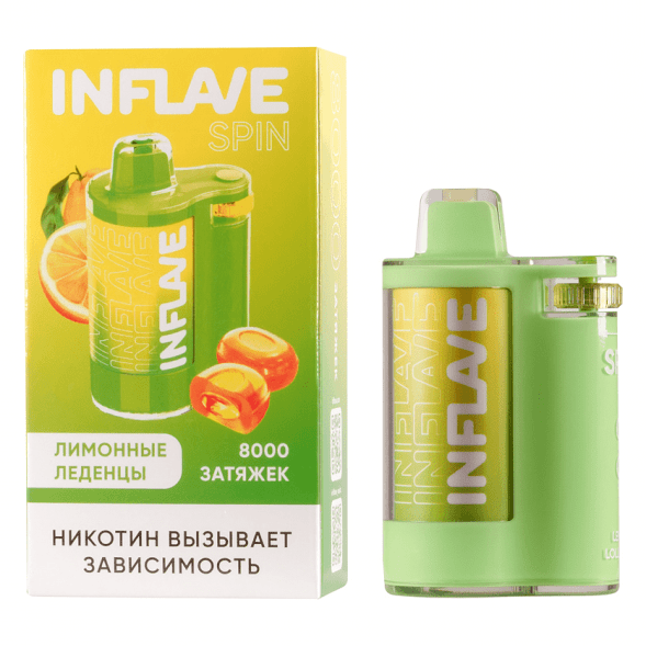 INFLAVE SPIN - Лимонные Леденцы (8000 затяжек) купить в Иркутске