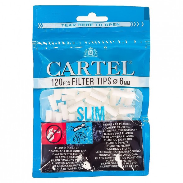 Фильтры для самокруток Cartel - Slim (120 штук, 15х6 мм) купить в Иркутске