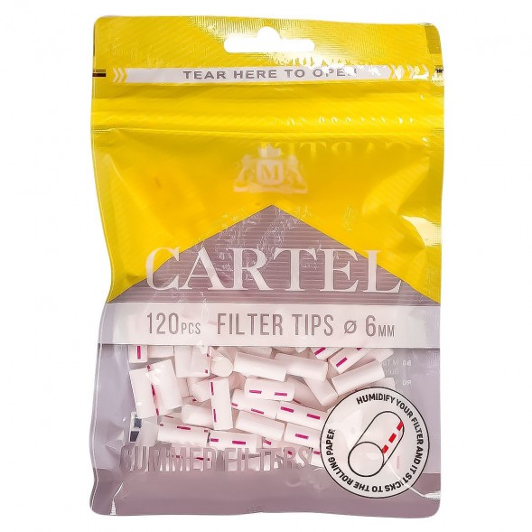 Фильтры для самокруток Cartel - Slim Gummed (120 штук, 15х6 мм) купить в Иркутске