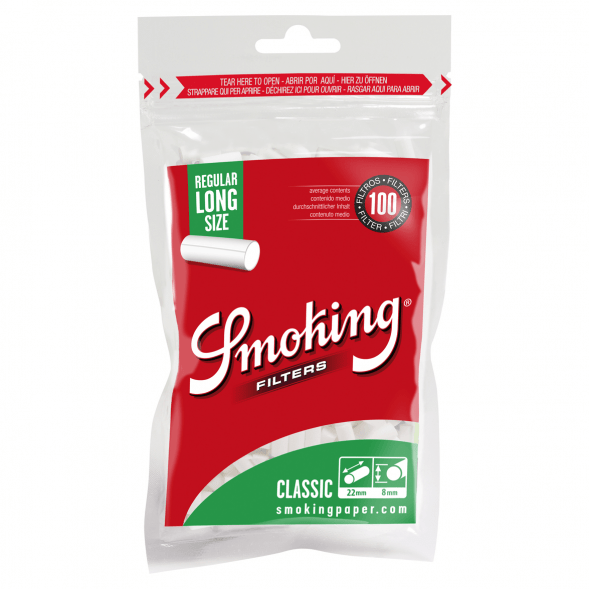 Фильтры для самокруток Smoking - Regular Classic Long (100 штук, 22x8 мм) купить в Иркутске