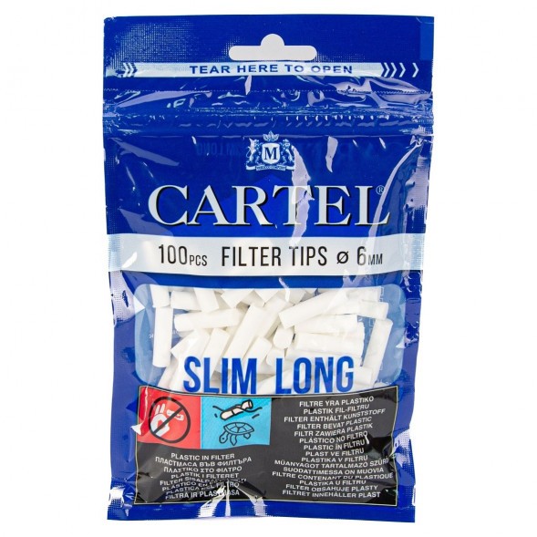 Фильтры для самокруток Cartel - Slim Long (100 штук, 22х6 мм) купить в Иркутске