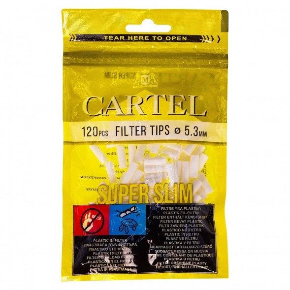 Фильтры для самокруток Cartel - Super Slim (120 штук, 15х5,3 мм) купить в Иркутске