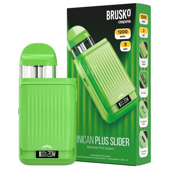 Электронная сигарета Brusko - Minican Plus Slider (Зеленый) купить в Иркутске